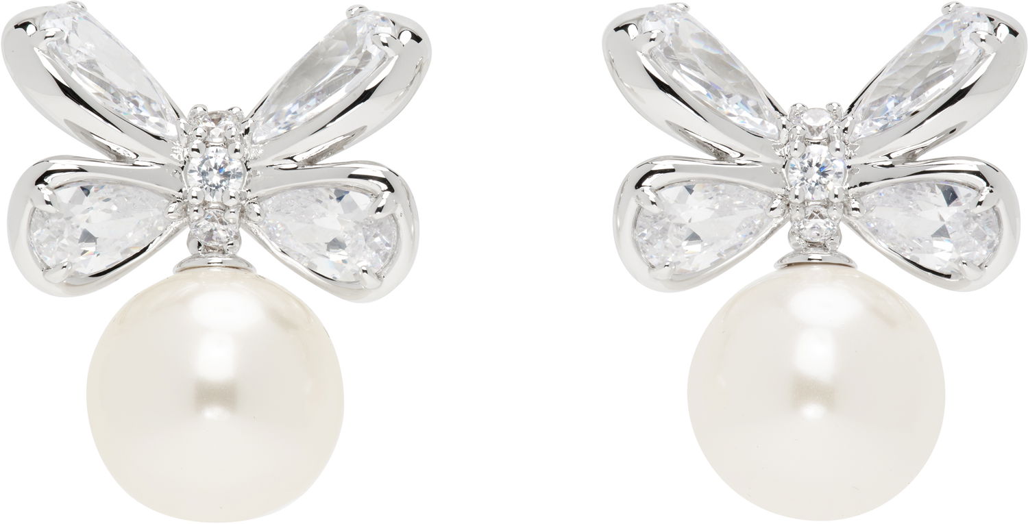 Náušnice SHUSHU/TONG YVMIN Edition Zirconia Butterfly Pearl Stud Earrings Biela | 24720WHT00DN2, 0
