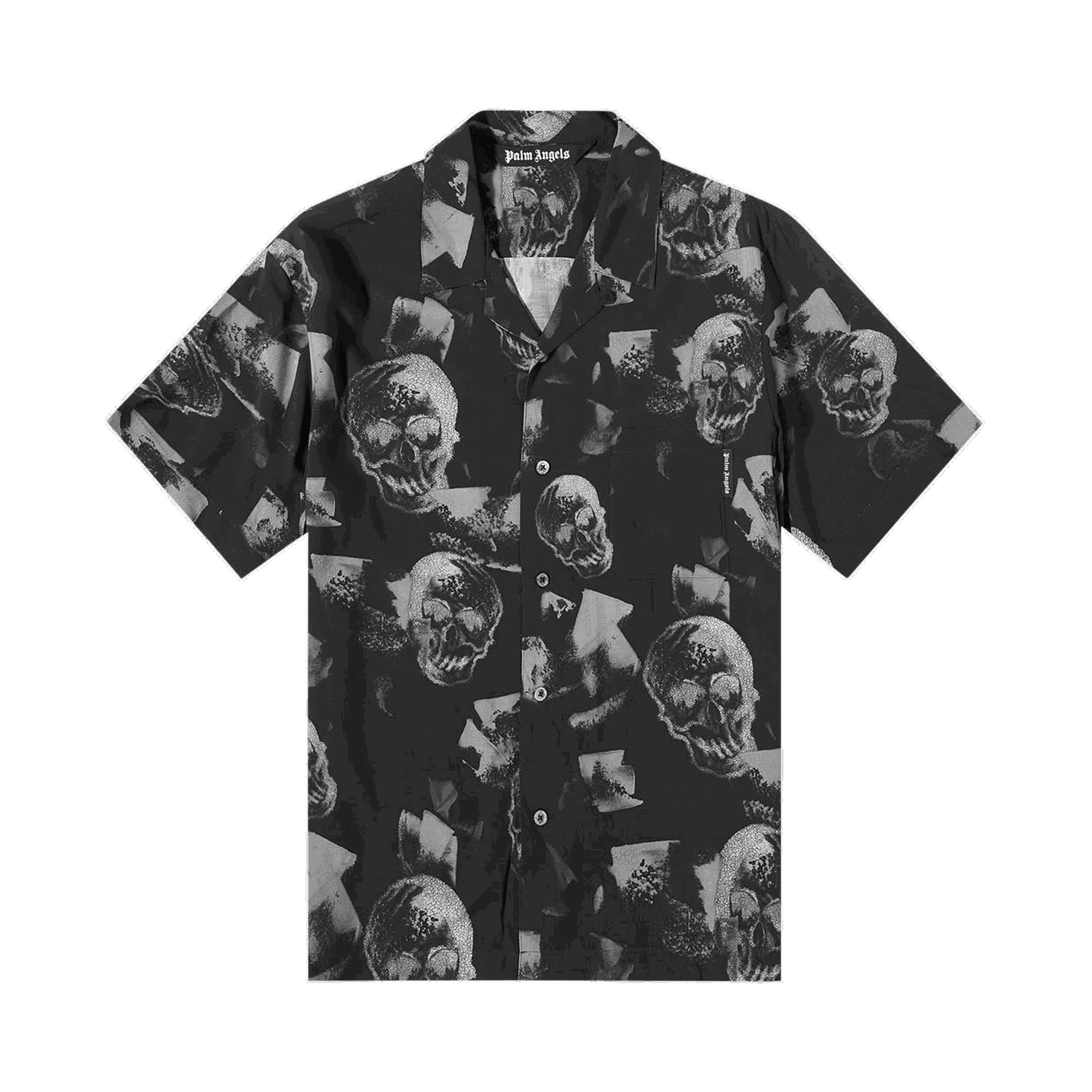 Košeľa Palm Angels Skull Print Bowling Shirt Čierna | PMGA110F22FAB0091001, 0