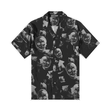 Košeľa Palm Angels Skull Print Bowling Shirt Čierna | PMGA110F22FAB0091001, 0