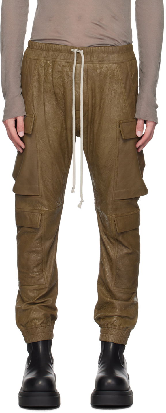 Nohavice Rick Owens Brown Mastodon Megacargo Leather Pants Hnedá | RU02D6337 LBA, 0