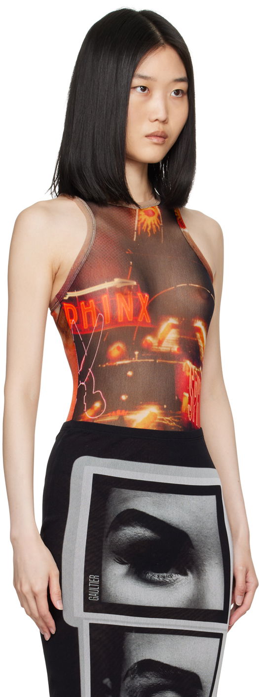 Body Jean Paul Gaultier Jean Paul Gaultier 'The Pigalle' Printed Mesh Bodysuit Hnedá | 24/30-F-BD044-T552-00301550, 1