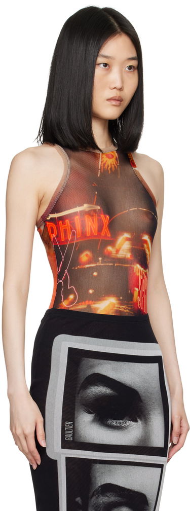 Body Jean Paul Gaultier Jean Paul Gaultier 'The Pigalle' Printed Mesh Bodysuit Hnedá | 24/30-F-BD044-T552-00301550, 1
