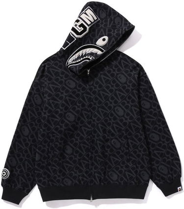 Mikina BAPE Bape Sport Monogram Shark Full Zip Hoodie Black Čierna | 1J80115054-BLK, 0