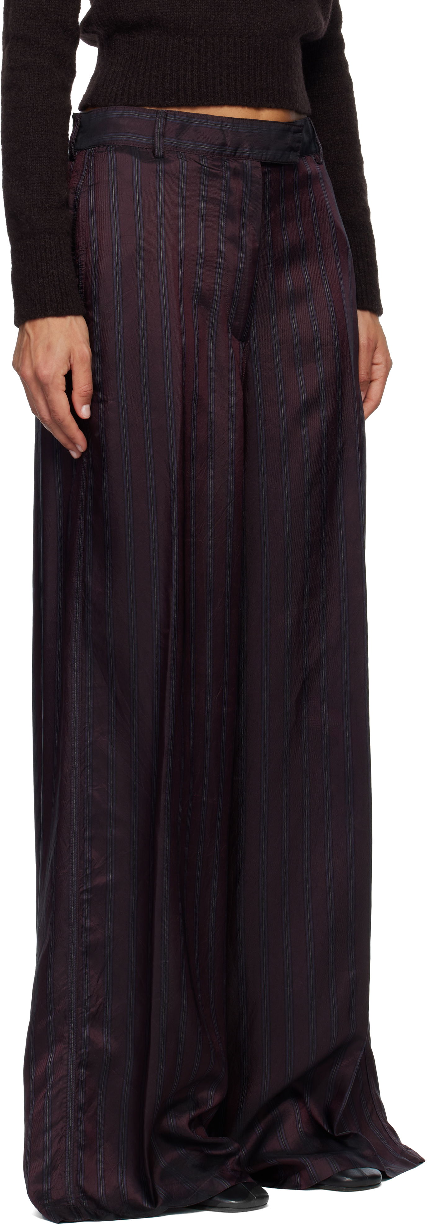 Nohavice Dries Van Noten Dries Van Noten Striped Wide Leg Trousers Vínová | 252-010946-2267, 1