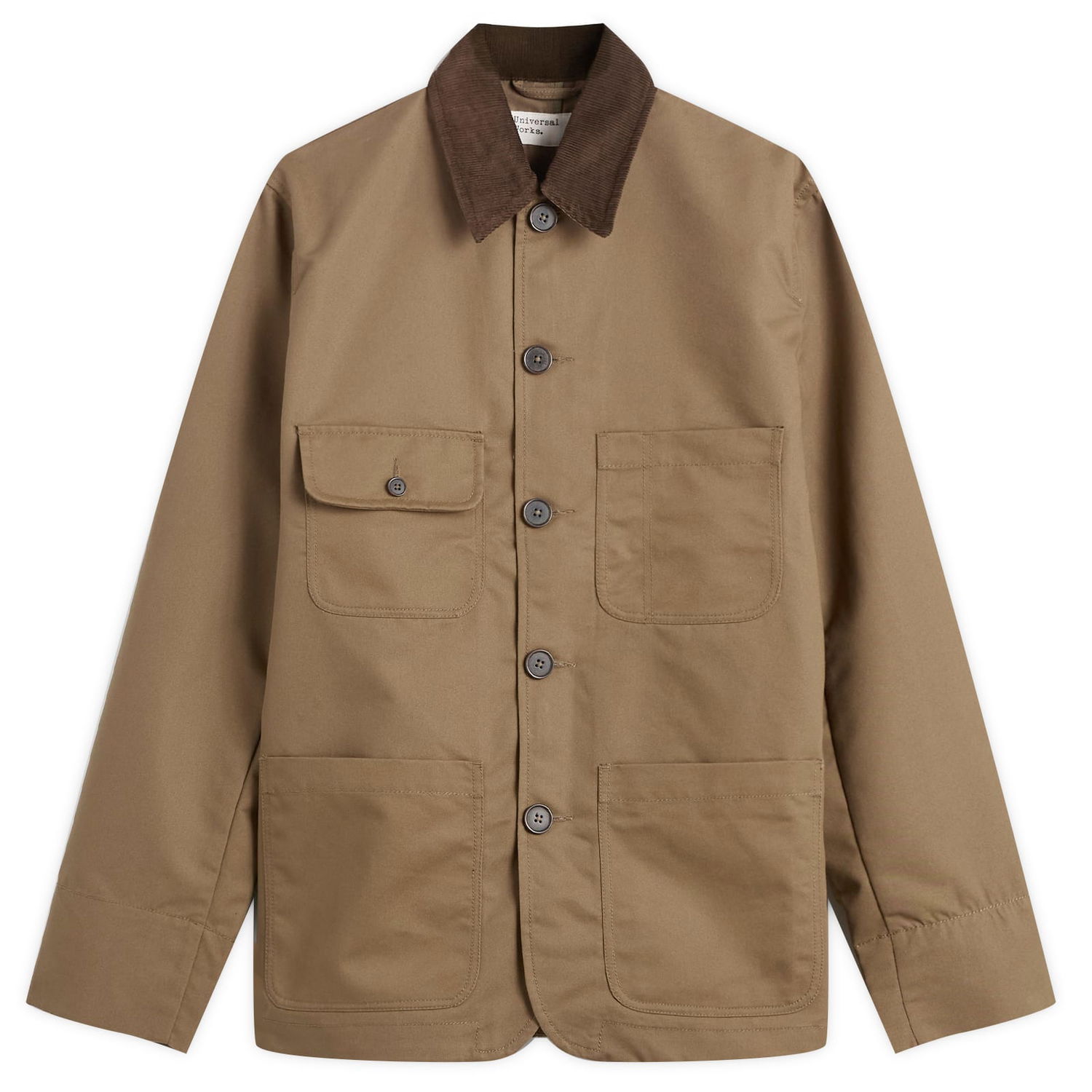 Bunda Universal Works Brushed Polytech Merchant Jacket with Corduroy Collar and Patch Pockets Hnedá | 33118-KHK, 0