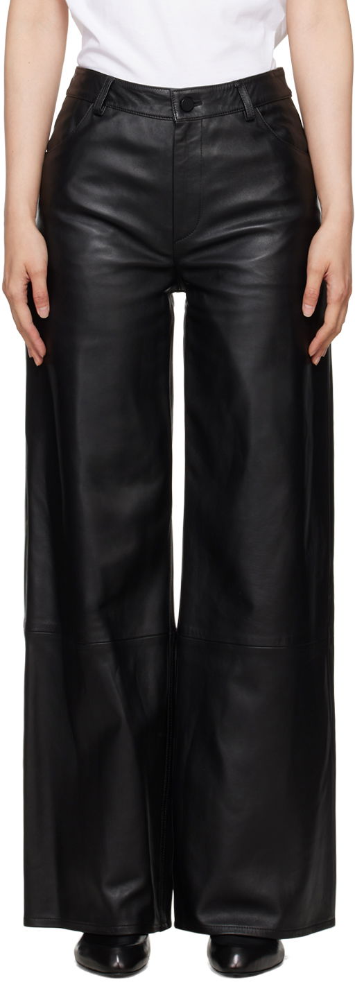 Nohavice Loulou de Saison Loulou de Saison Figari Leather Wide-Leg Pants Čierna | FIGARI, 0