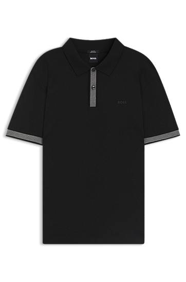 Polo tričko BOSS Slim Fit Polo Shirt with Structured Trims Čierna | 50543865, 0