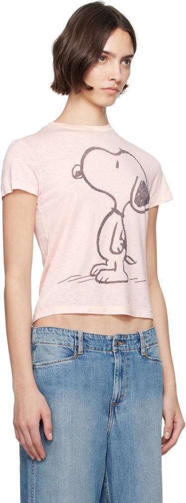 Crop Top RE/DONE Re/Done Classic Snoopy Cropped T-Shirt Ružová | 792-02WCGT319, 1