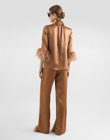 Pyžamo Dolce & Gabbana Dolce & Gabbana Double Silk Satin Pajama Pants Hnedá | FTC9FTFU1NUM0180, 2