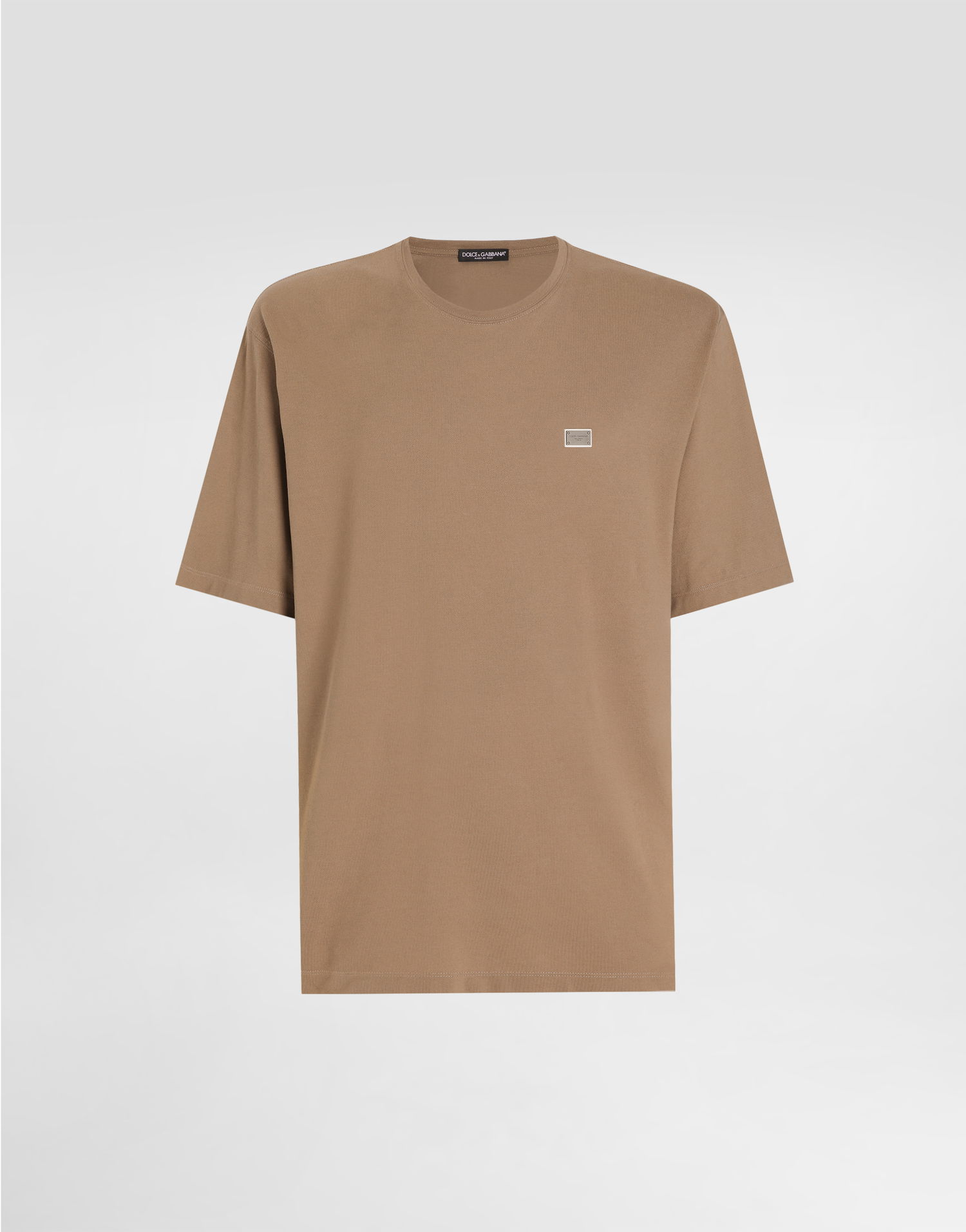 Tričko Dolce & Gabbana Dolce & Gabbana Cotton T-Shirt with Logo Tag Hnedá | G8SE3TFU7ENM0672, 0