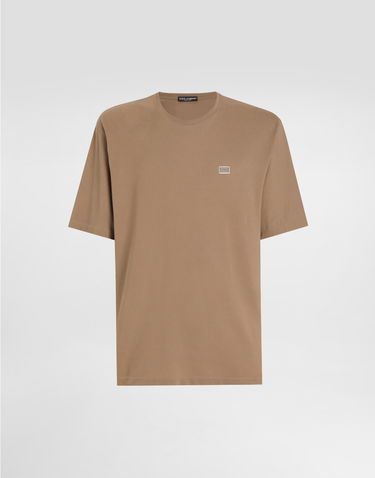 Tričko Dolce & Gabbana Dolce & Gabbana Cotton T-Shirt with Logo Tag Hnedá | G8SE3TFU7ENM0672, 0