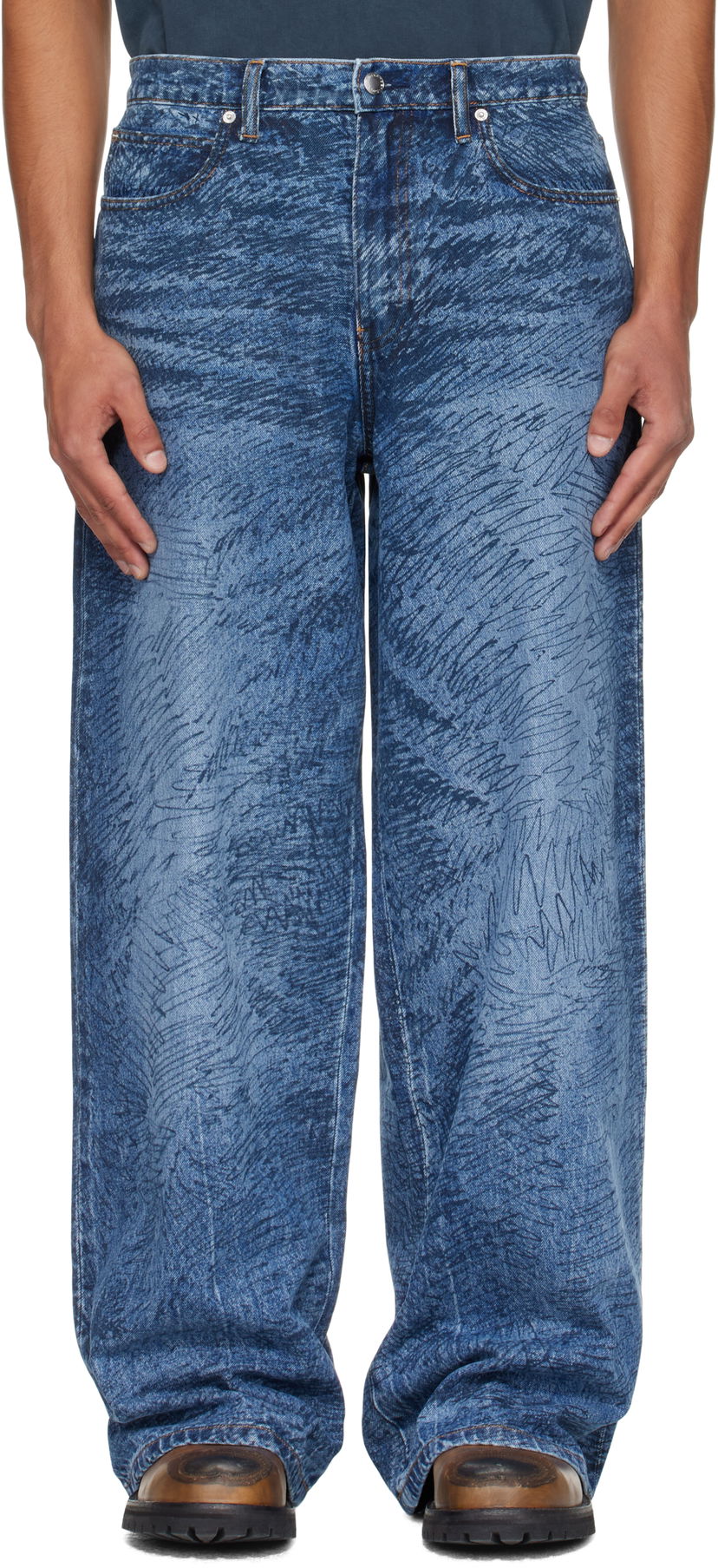 Džínsy Alexander Wang Relaxed Graphic Print Jeans Modrá | 6DC3254830
