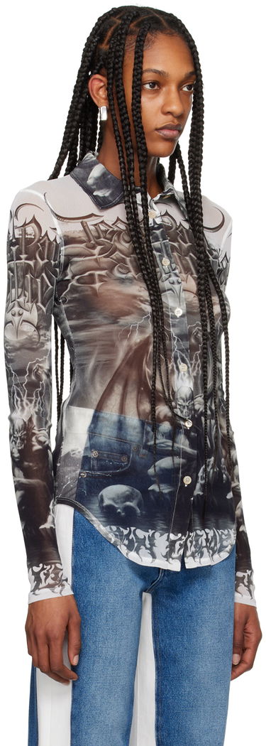 Košeľa Jean Paul Gaultier Jean Paul Gaultier 'The Diablo' Print Mesh Shirt Biela | 24/25-U-CH015-T546-0100, 3