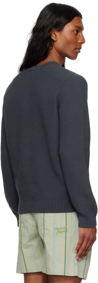 Sveter MAISON KITSUNÉ Kitsuné Varsity Embroidered Mesh Sweater Šedá | OM00808KT1137, 2