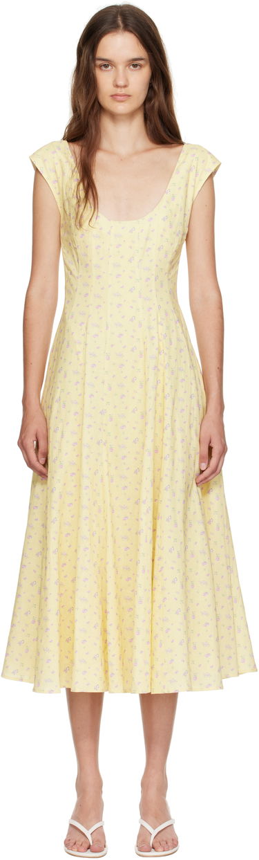 Šaty GUIZIO Guizio Leila Floral Midi Dress Žltá | P25404W085, 0