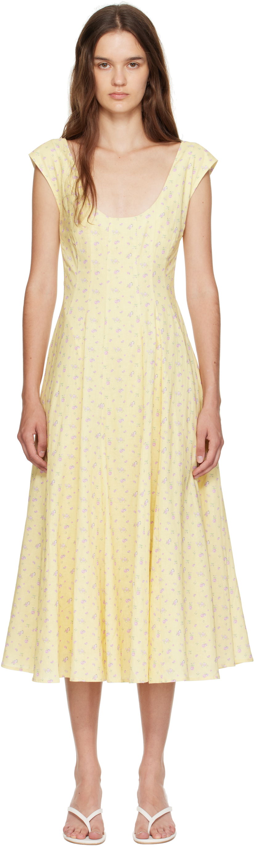 Šaty GUIZIO Guizio Leila Floral Midi Dress Žltá | P25404W085