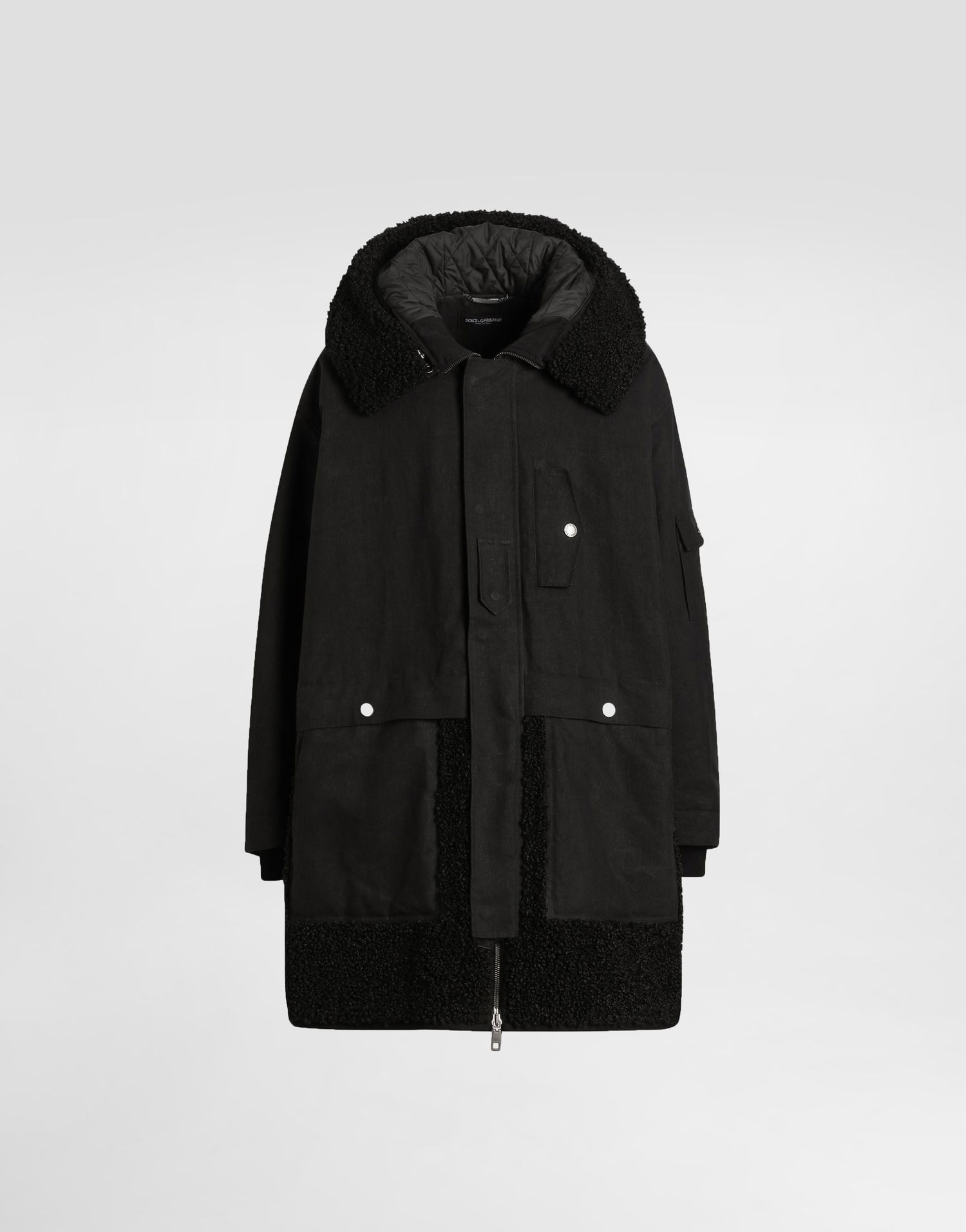 Parka Dolce & Gabbana Dolce & Gabbana Waxed Long Parka with Shearling Čierna | G053WTHUMVUN0000, 0