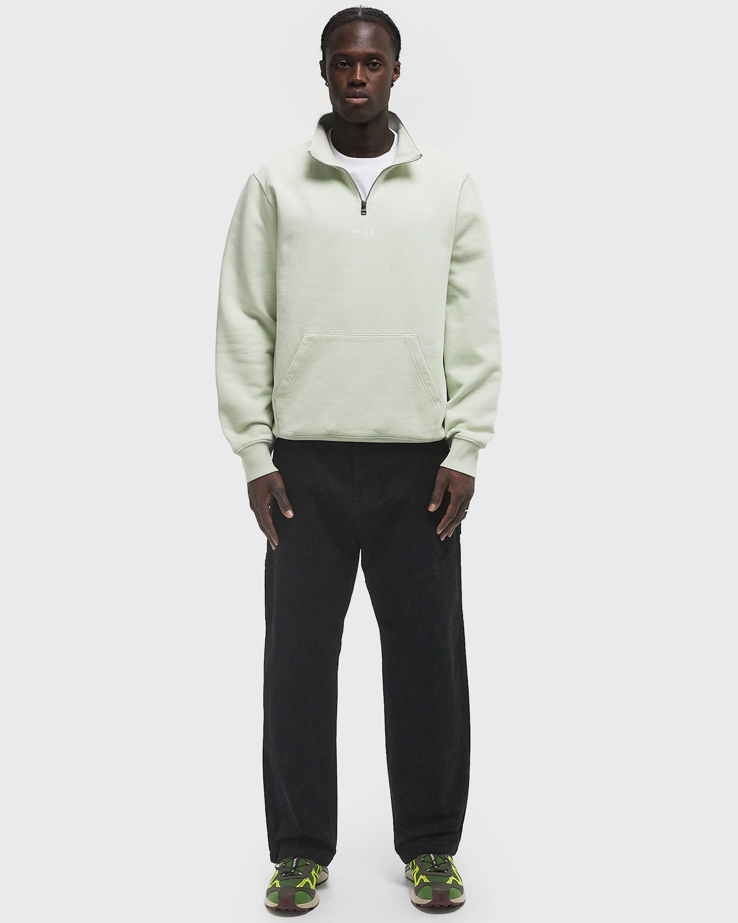 Mikina ØLÅF OLAF Block Zip Mock Neck Sweatshirt XL Zelené | M200201-PALE-GREEN, 1