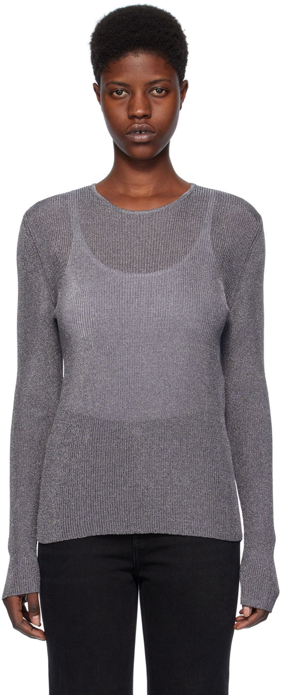 Sveter TOTEME Crewneck Metallic Sweater Šedá | 241-WRT1061-YA0027, 0