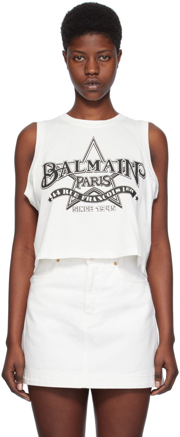 Tielko Balmain Western Tank Top Biela | CF1EA025GD29