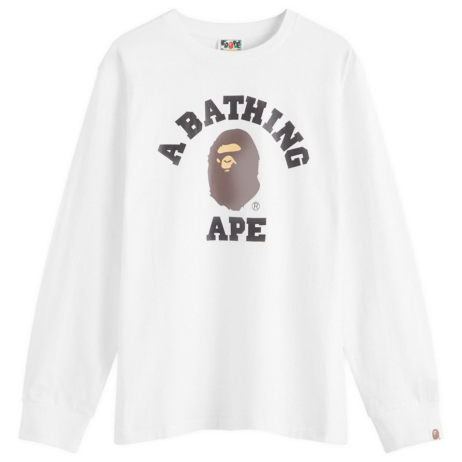 Tričko BAPE Long Sleeve College T-Shirt Biela | 001LTK801014M-WHT, 0