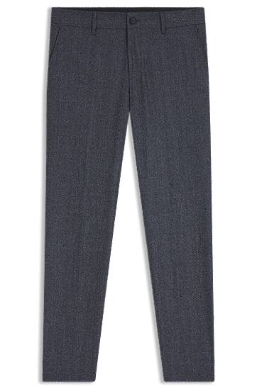 Nohavice BOSS Slim-Fit Micro-Patterned Virgin Wool Trousers Navy | 50551584, 0