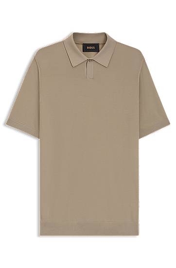 Polo tričko BOSS Merino Wool Knit Polo with Natural Stretch Béžová | 50543220