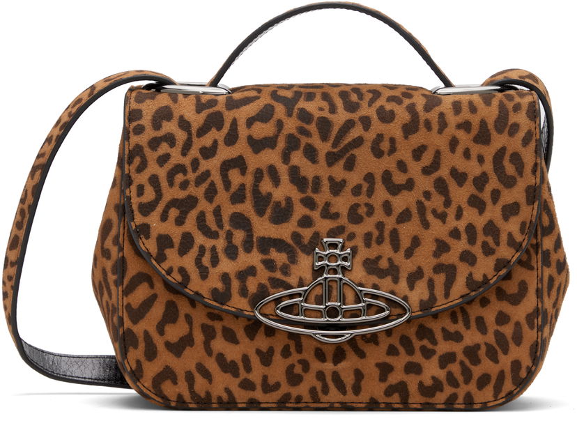 Taška cez rameno Vivienne Westwood Linda Leopard-Print Suede Crossbody Bag Hnedá | 4802000FW-L00BY-