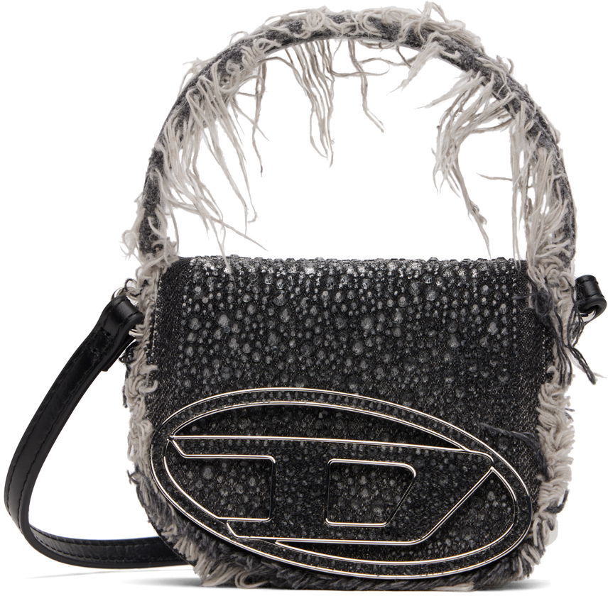 Taška cez rameno Diesel Diesel 1DR XS Fringed Denim Crossbody Bag Čierna | X08709 P6804, 0