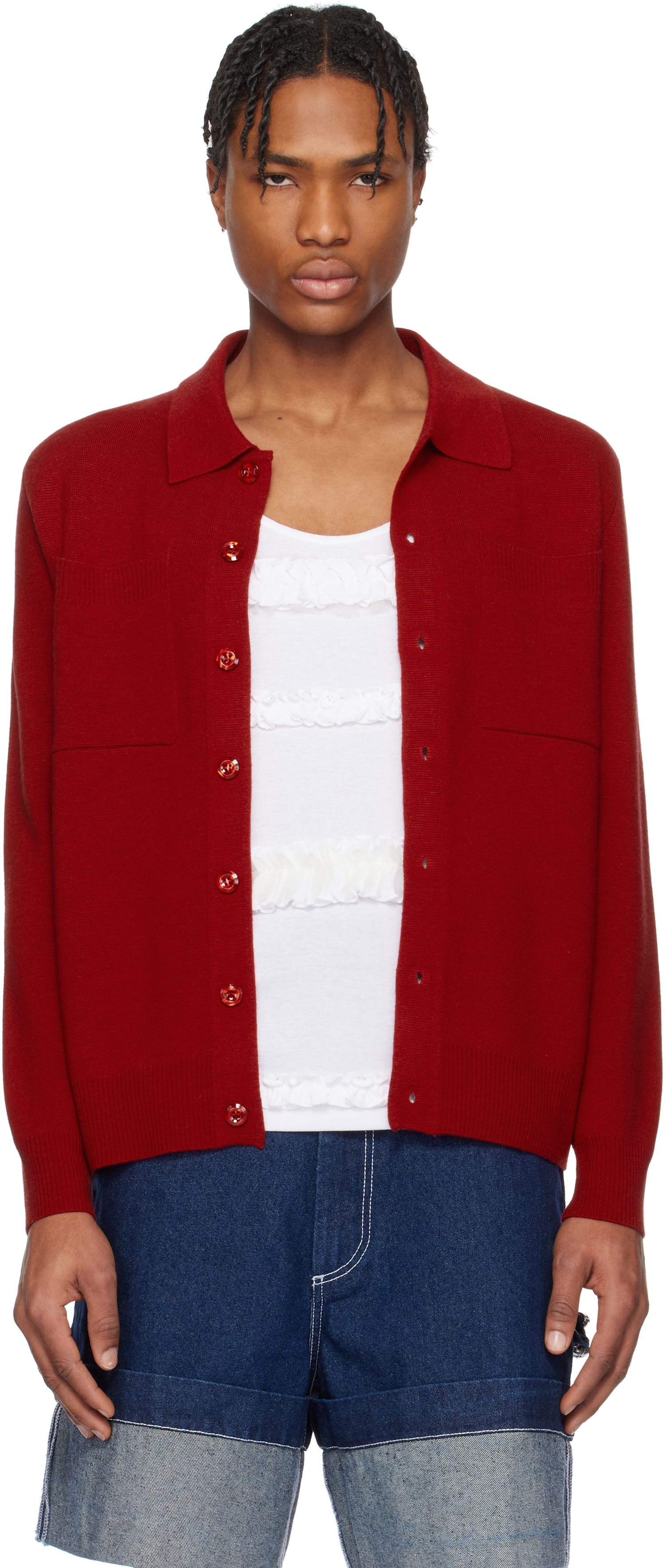Sveter Simone Rocha Simone Rocha Knit Workwear Cardigan Červená | VMK11 0646, 0