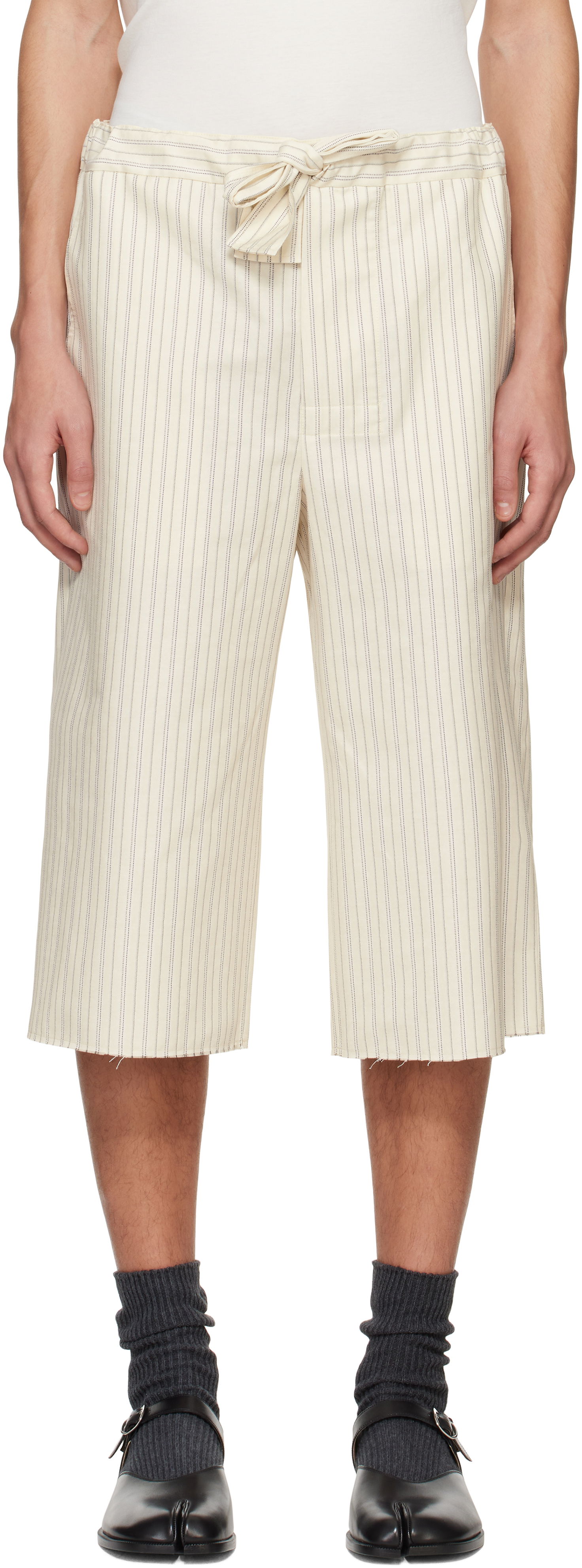 Šortky Maison Margiela Maison Margiela Striped Lounge Shorts Béžová | S50MU0080 S76507, 0