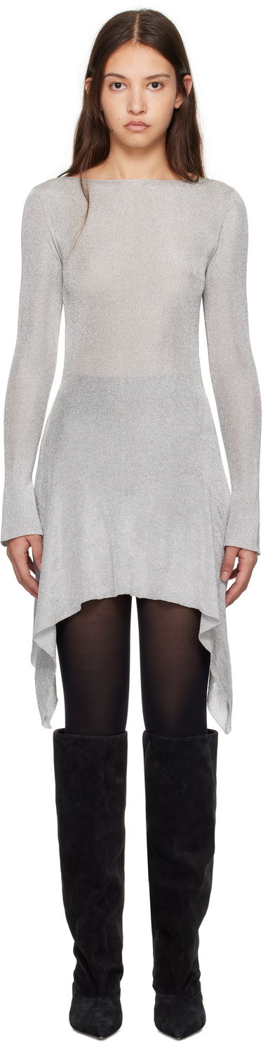 Sveter GUIZIO Guizio Rose Metallic Asymmetrical Minidress Šedá | H24411S051, 0