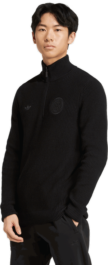Sveter adidas Originals Adidas DFB Deutschland Half-Zip Sweatshirt Čierna | ji6778, 4
