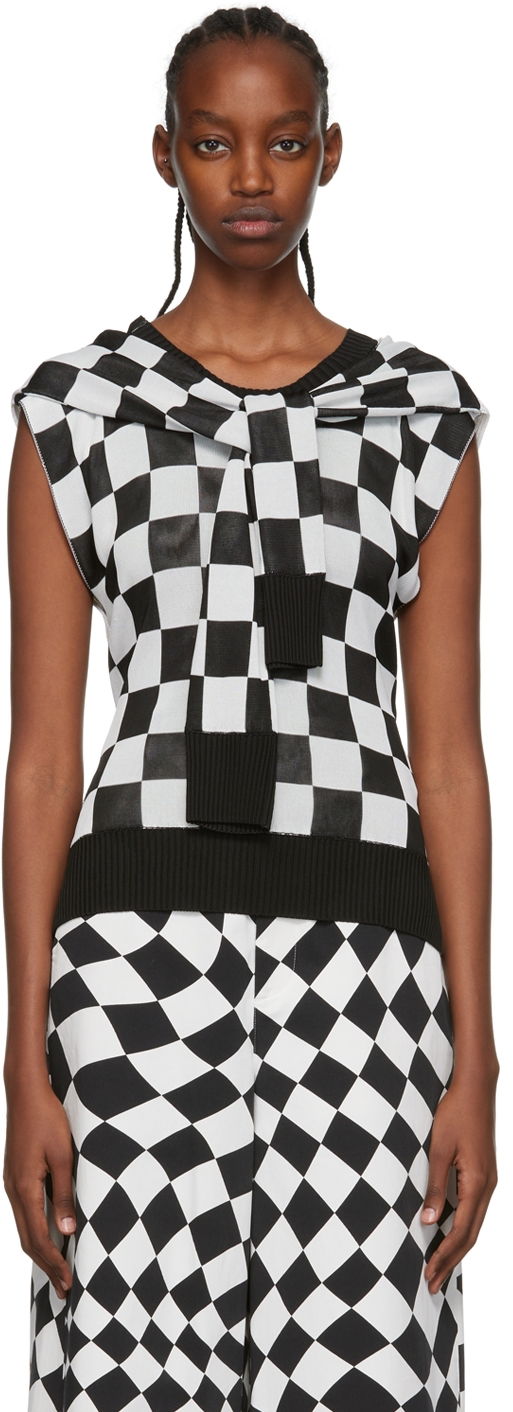 Tielko Maison Margiela Checkerboard Print Viscose Knit Top Čierna | S62HA0058 S17974, 0