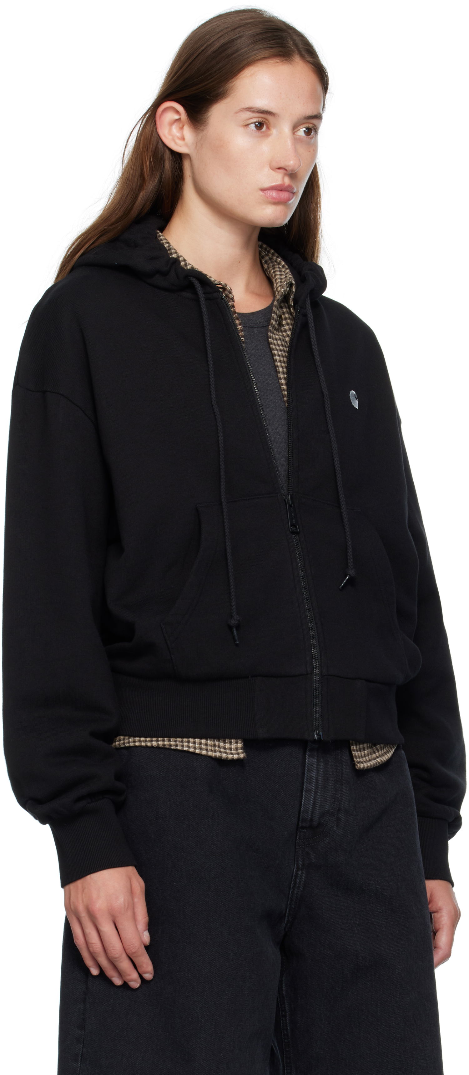 Mikina Carhartt WIP Work In Progress Casey Full-Zip Cropped Hoodie Čierna | I032642 0M4XX, 1