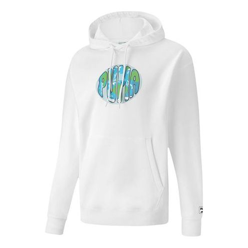 Mikina Puma Downtown Printing Pullover Hoodie Biela | 599303-02