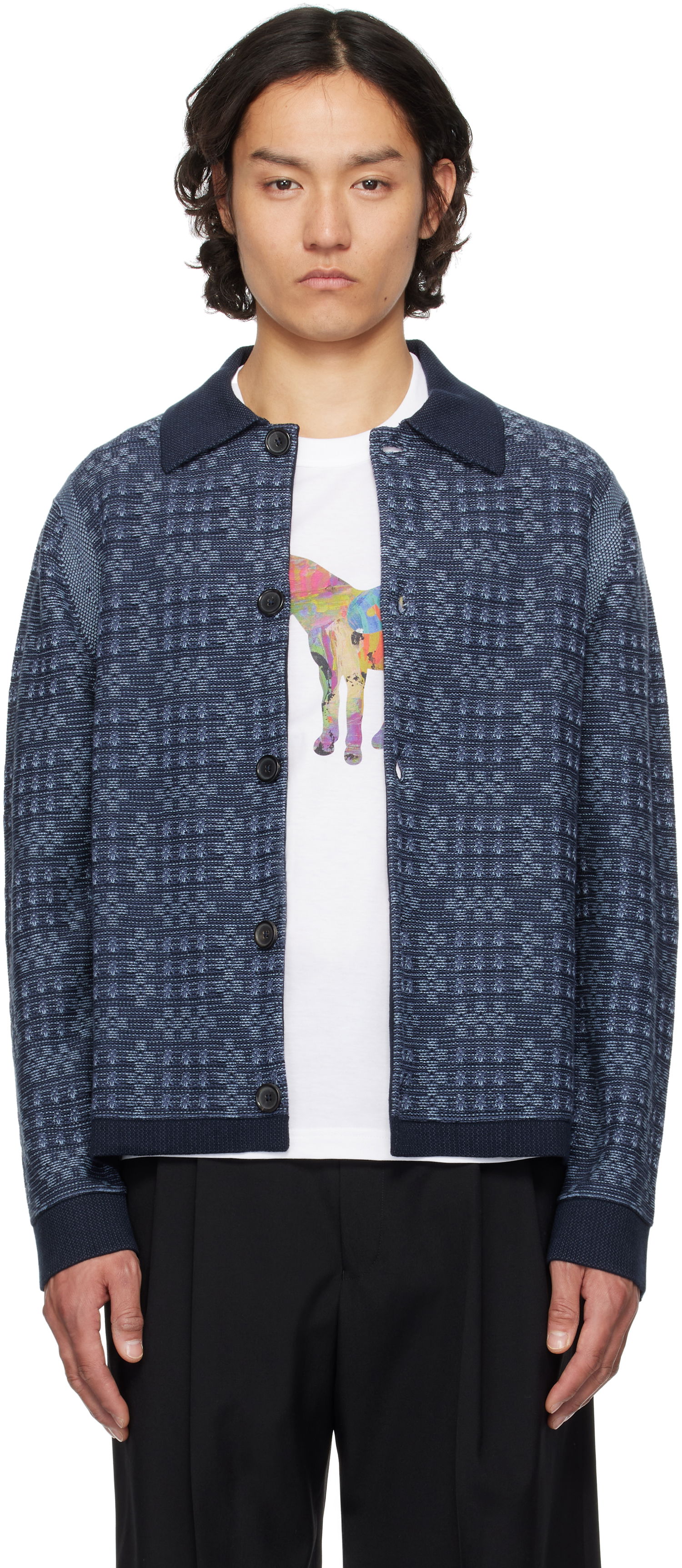 Sveter Paul Smith PS Paul Smith Geo Cotton Cardigan Modrá | M2R-310Z-P22300-49, 0