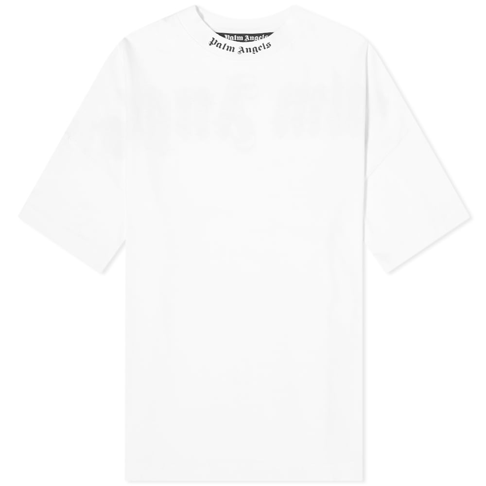 Tričko Palm Angels Double Printed Oversize Mock Neck Logo Tee Biela | PMAA002S21JER0040132, 0
