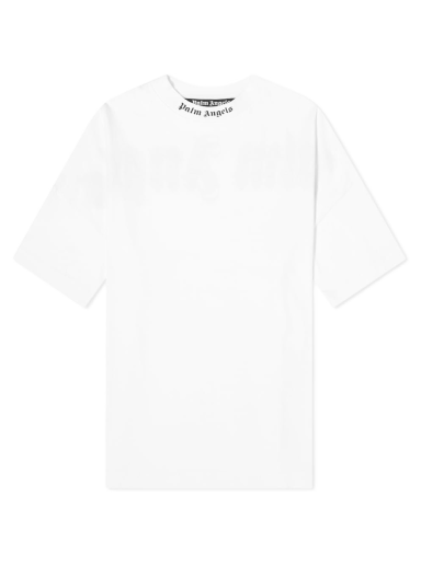 Tričko Palm Angels Double Printed Oversize Mock Neck Logo Tee Biela | PMAA002S21JER0040132