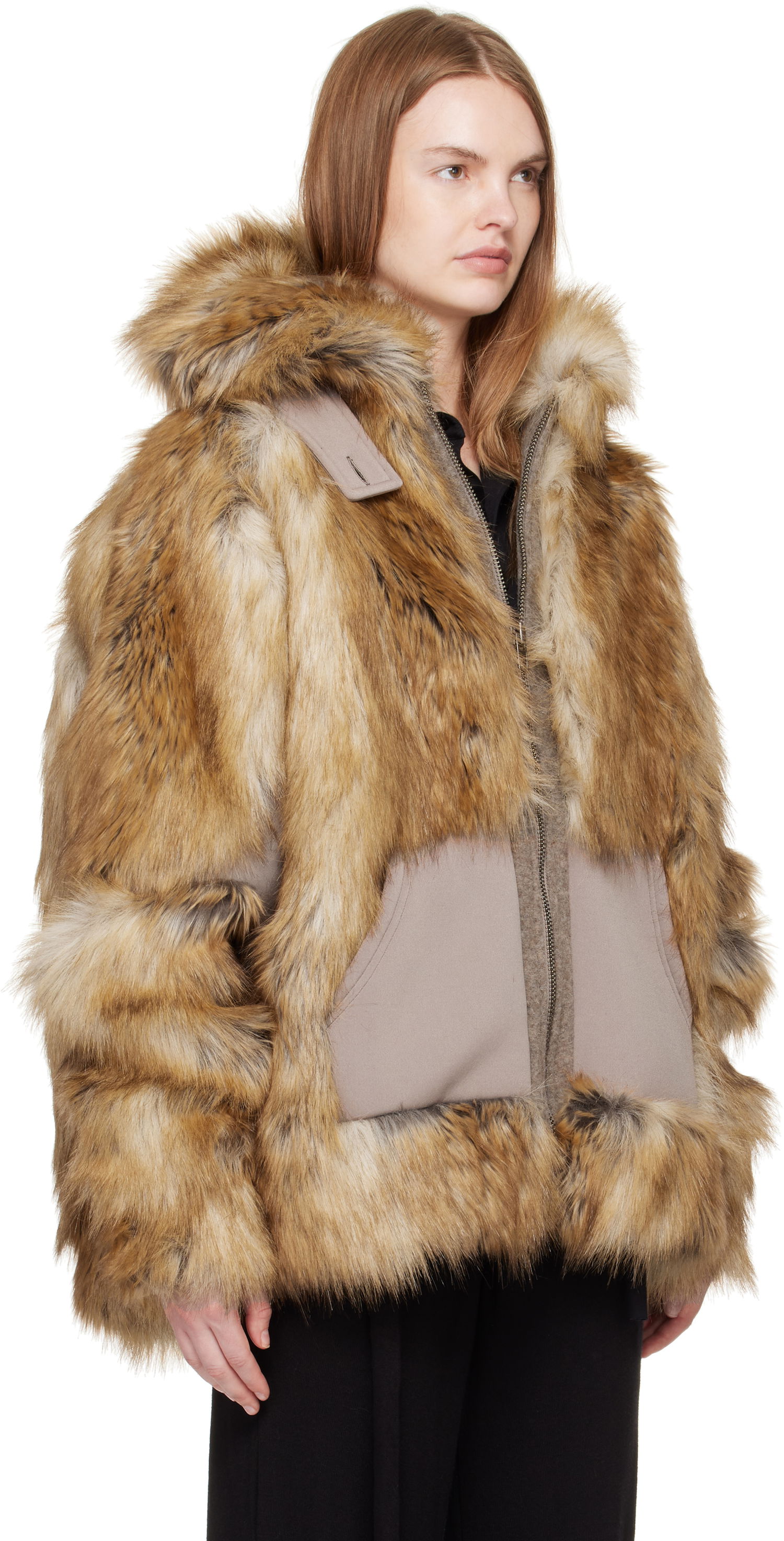 Bunda Ottolinger Ottolinger Oversized Furry Multiline Jacket Hnedá | 109-701709-01, 1