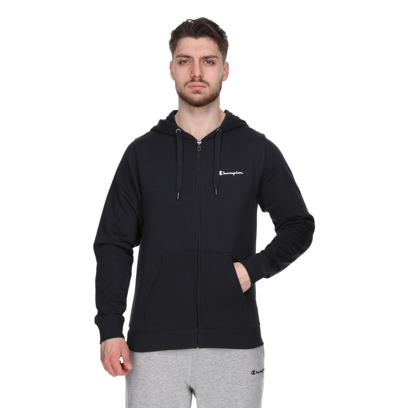 Mikina Champion Basic Full-Zip Hoodie with Kangaroo Pocket Čierna | CHA241M600-21