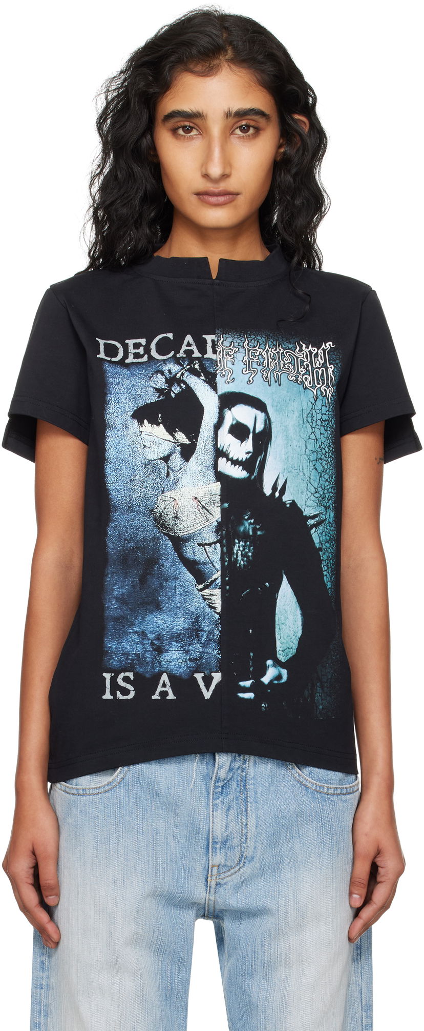 Tričko VETEMENTS VETEMENTS Cradle of Filth Cut-Up Fitted T-Shirt Čierna | WCF76TR960BB