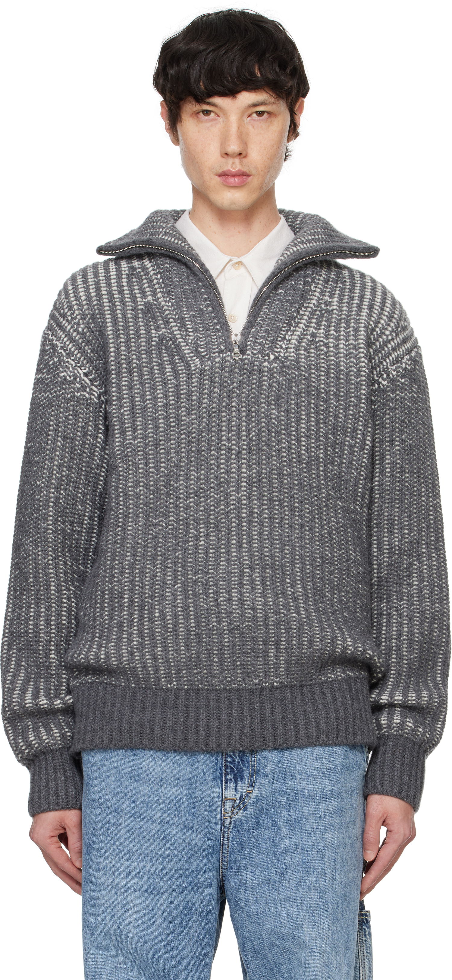 Sveter Officine Générale Tarek Sweater Šedá | W24MKNT305, 0