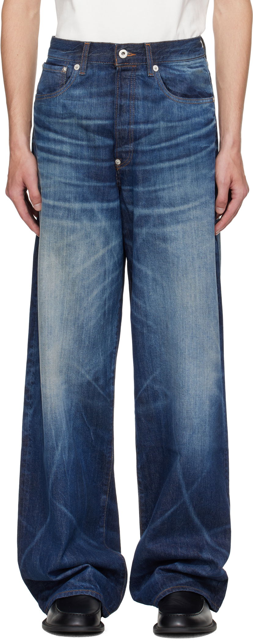 Džínsy KENZO Kenzo Paris Turn Up Wide Fit Jeans Modrá | FF65DP4216I7