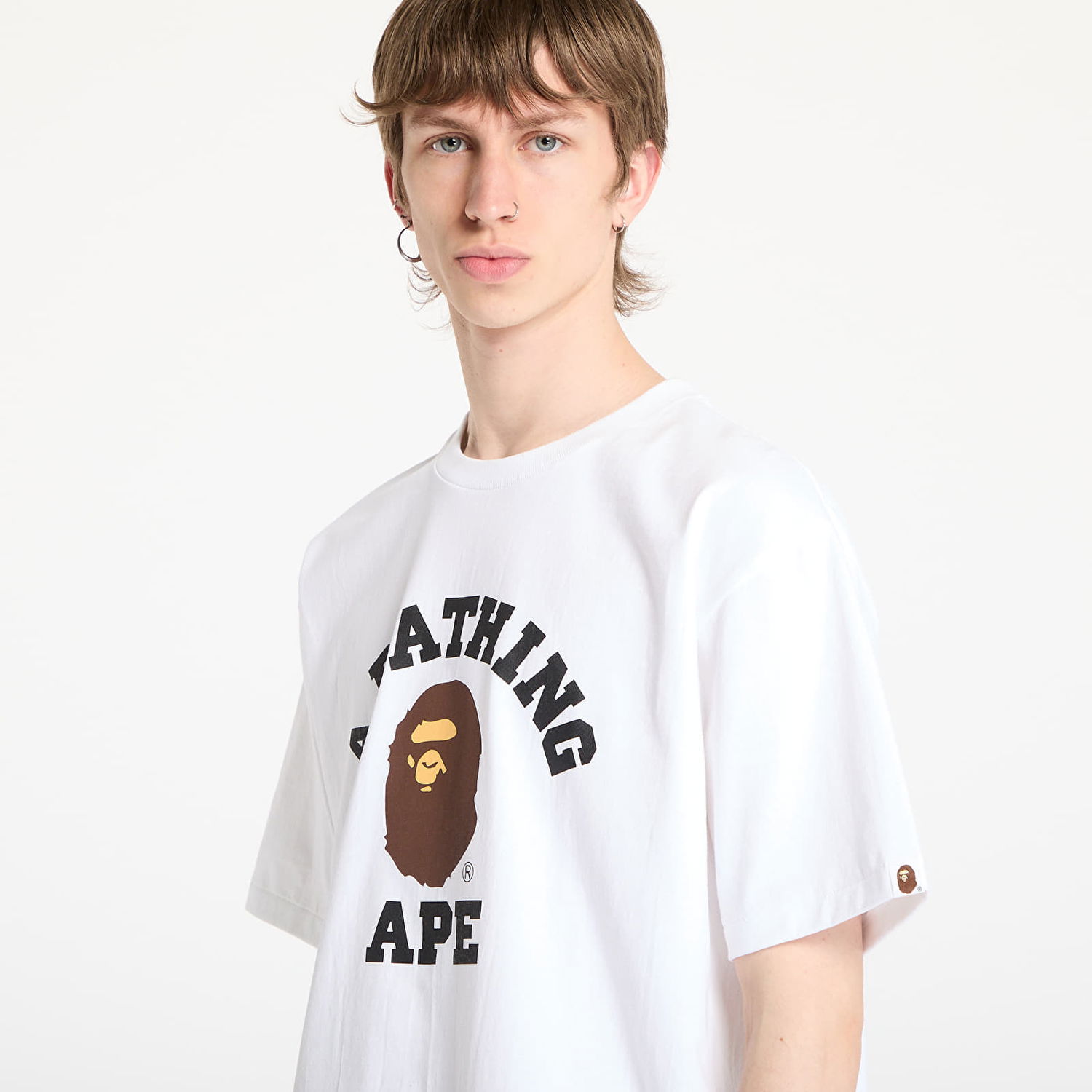 Tričko BAPE A BATHING APE College T-Shirt Biela | 001TEL301001MWHT, 1