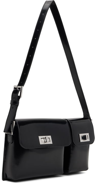 Taška cez rameno BY FAR Semi Patent Leather Shoulder Bag Čierna | 20SSBLYSBLWMED, 4