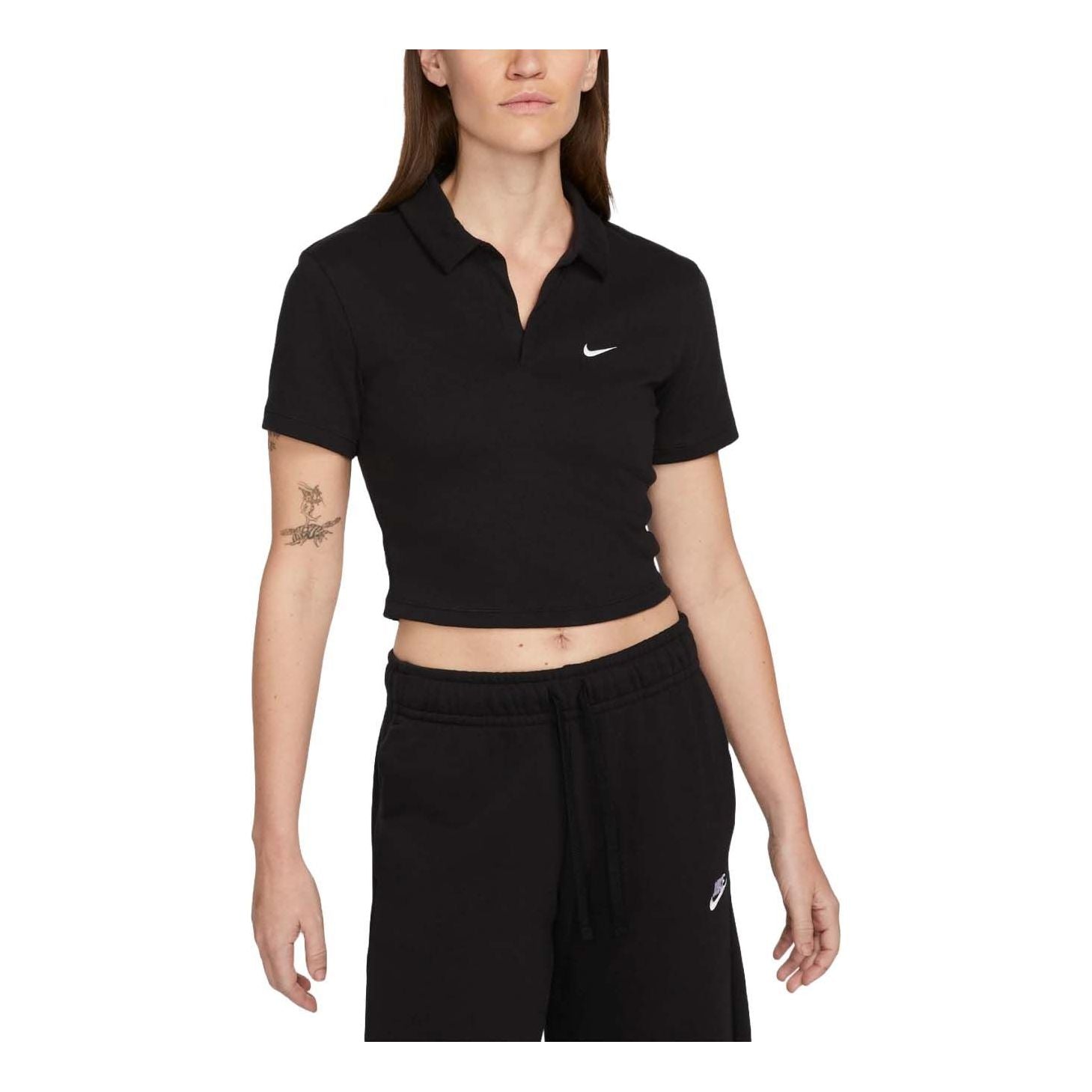 Polo tričko Nike Sportswear Essential Cropped Polo Shirt Čierna | DV7885-010, 0