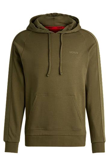 Mikina BOSS HUGO Cotton-Terry Hoodie with Logo Tape Sleeves Zelené | 50520502, 0