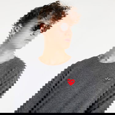 Sveter Comme des Garçons PLAY Red Heart Crewneck Jumper Šedá | AZN068 Mid Grey, 0