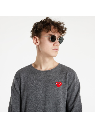 Sveter Comme des Garçons PLAY Red Heart Crewneck Jumper Šedá | AZN068 Mid Grey